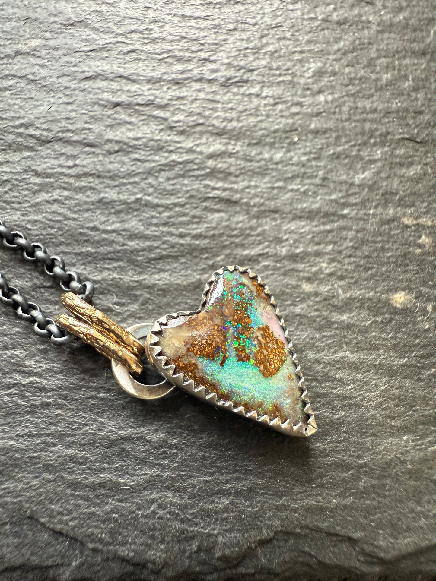Green Opal Heart Necklace