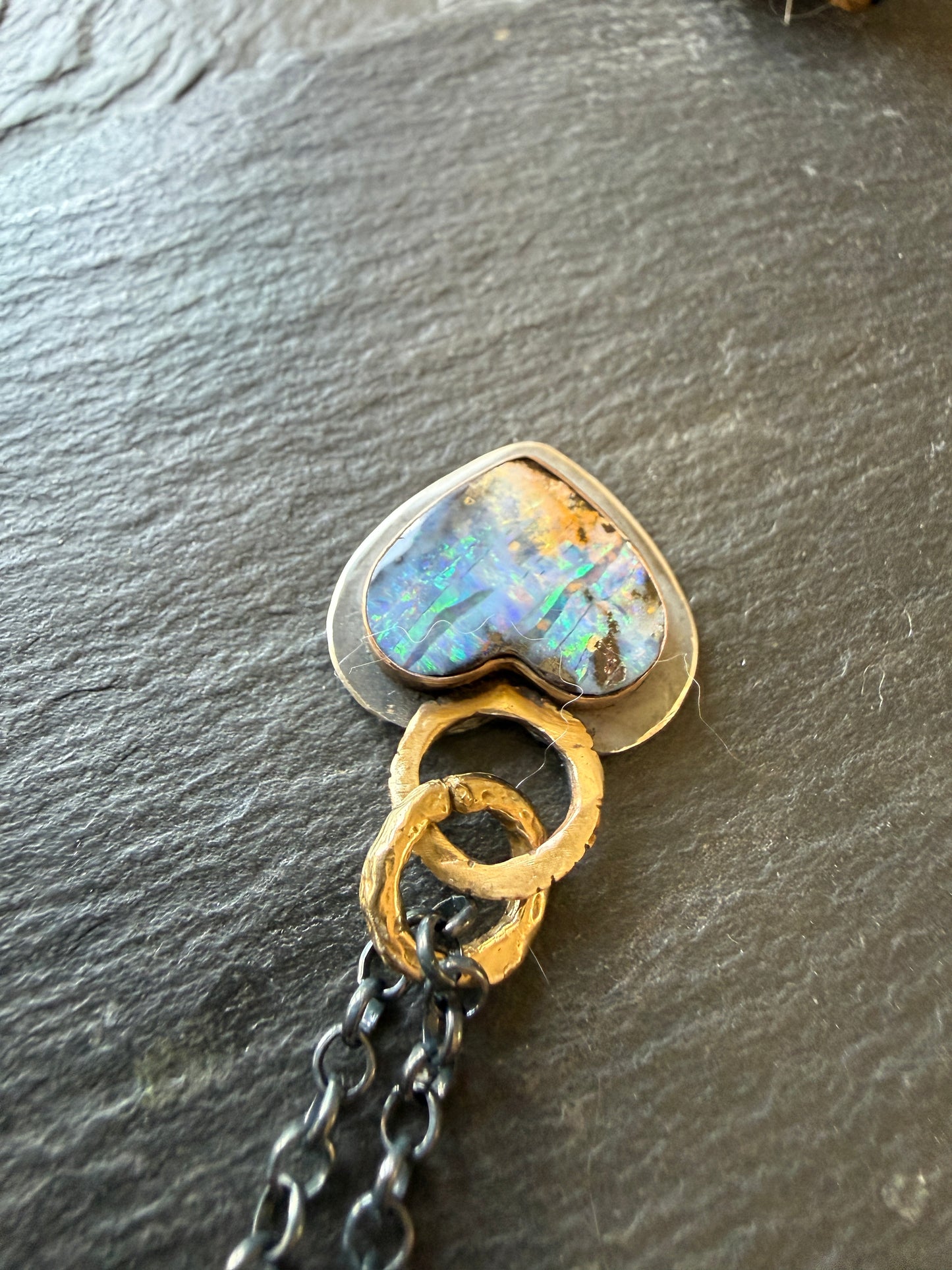 Dark Oxidised Hear Opal Pendant