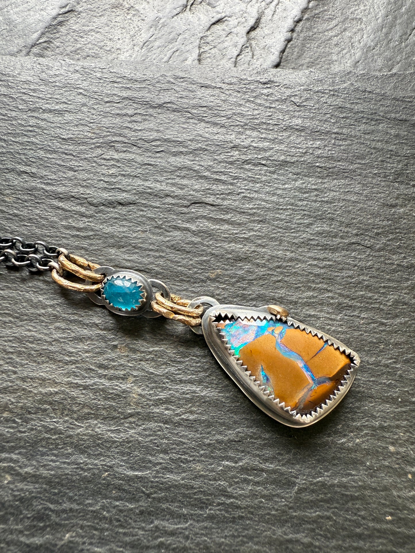 Boulder Opal and Apatite Necklace