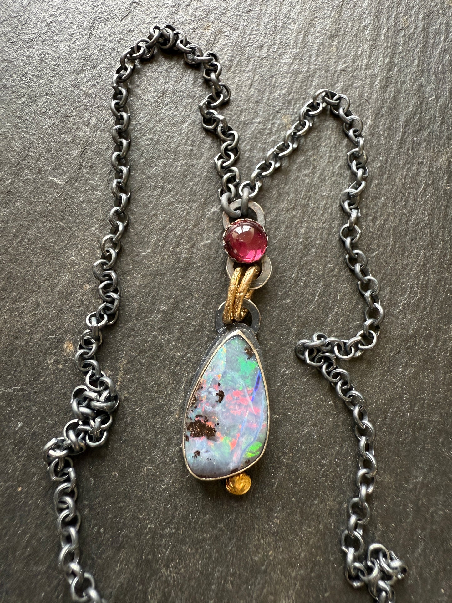 Pink Rhodalite Garnet & Opal