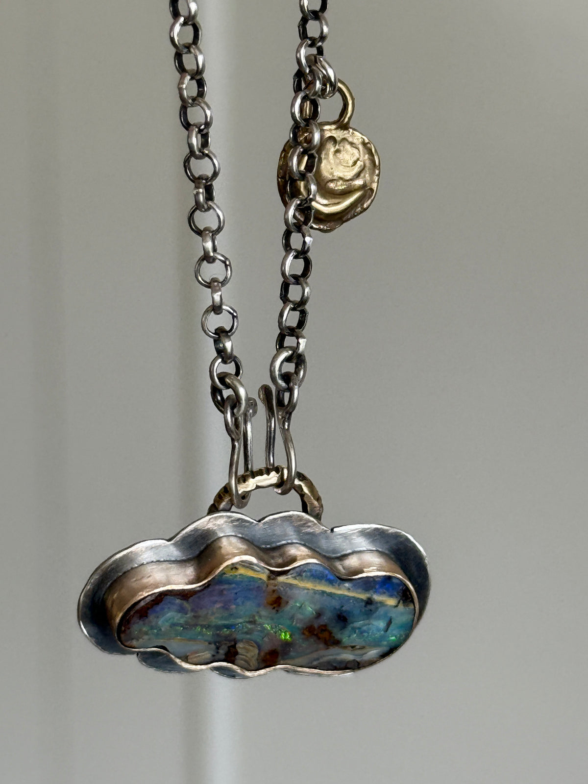 Boulder Opal Cloud and Moon Necklace