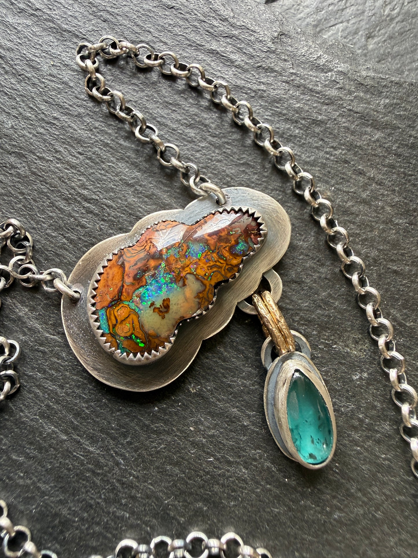 Opal Cloud Necklace with Kyanite