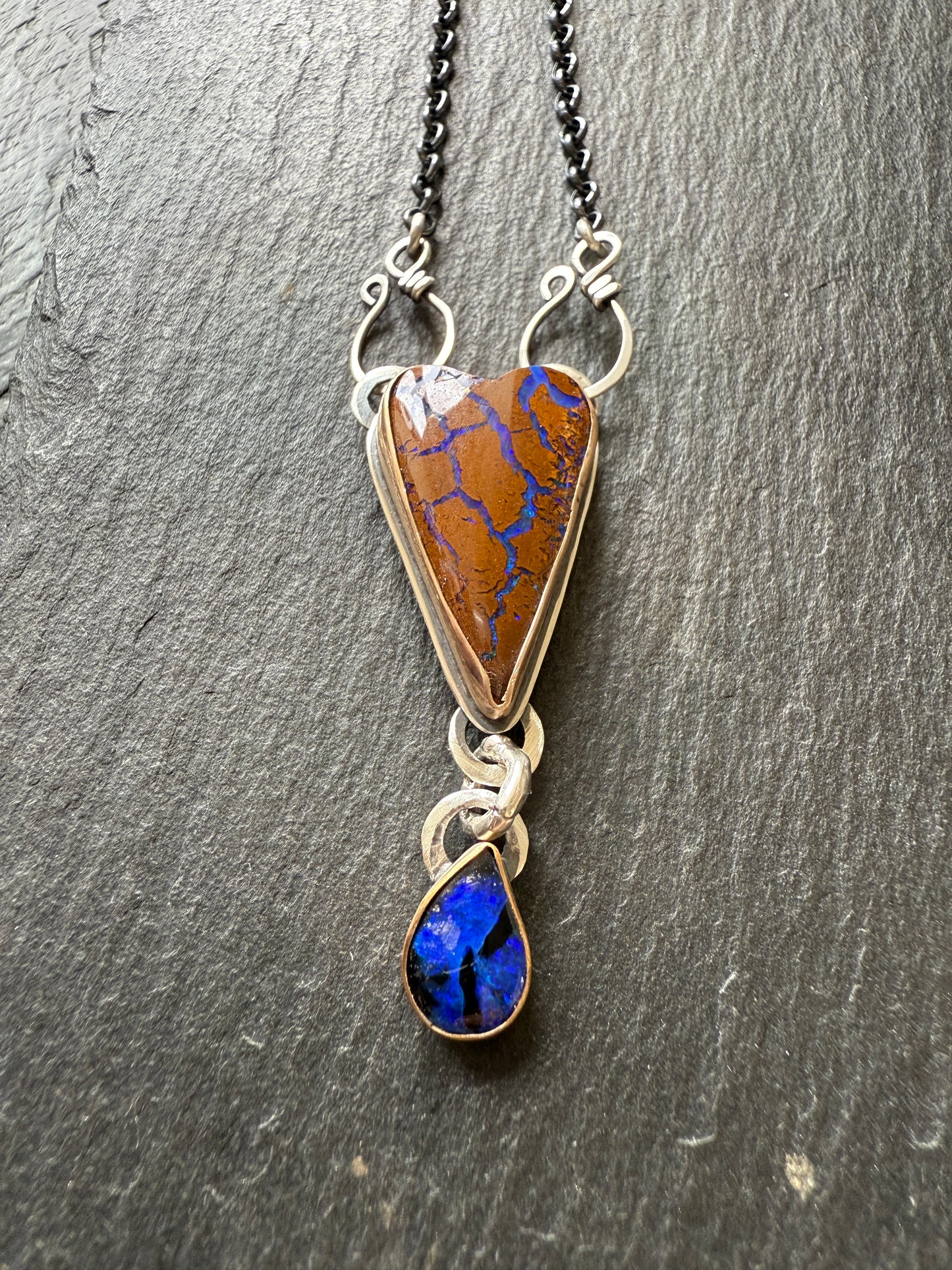 RESERVED for WENDY - Blue Heart Boulder Opal Pendant