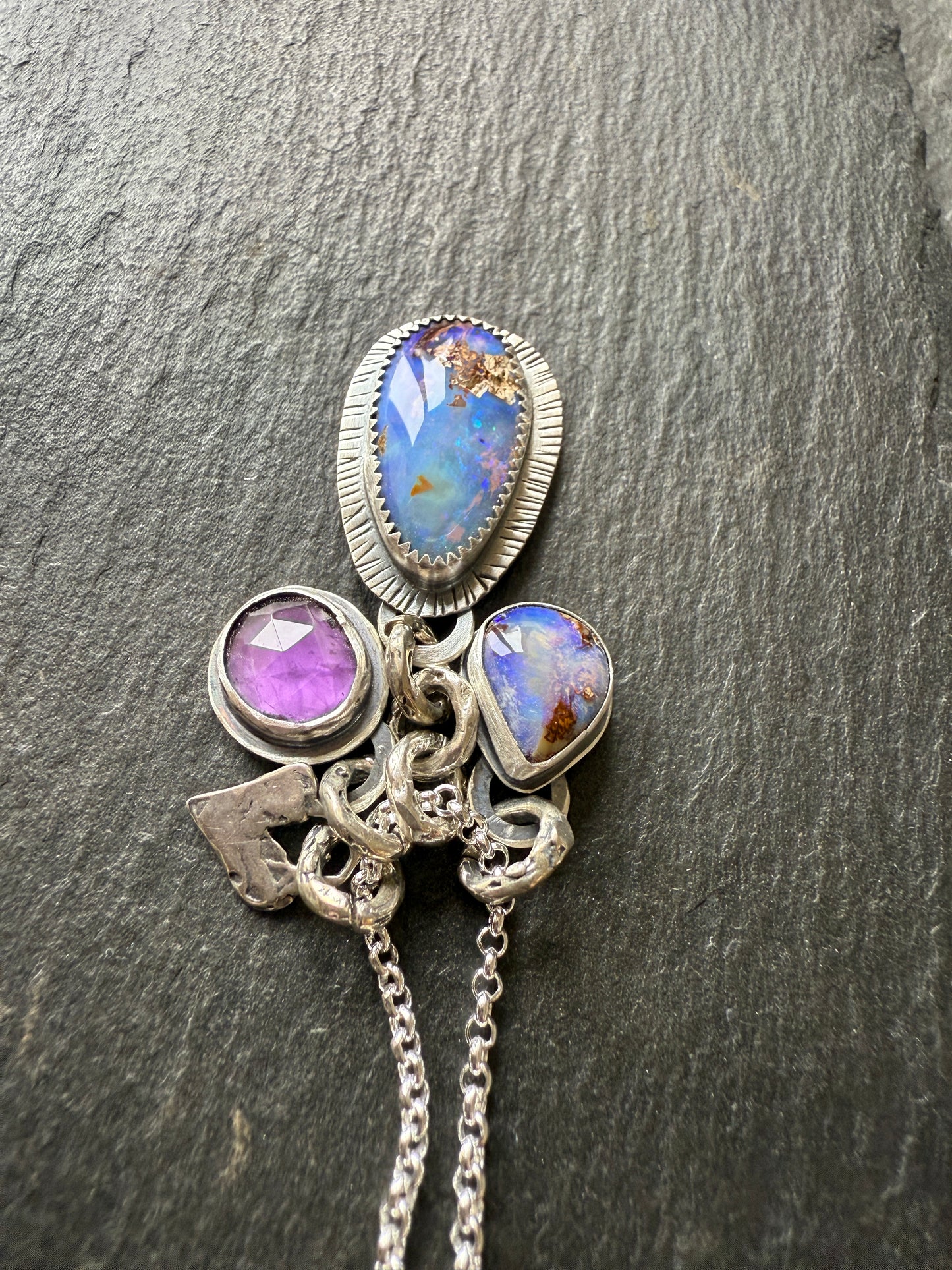 Purple Gemstone Charm Pendant