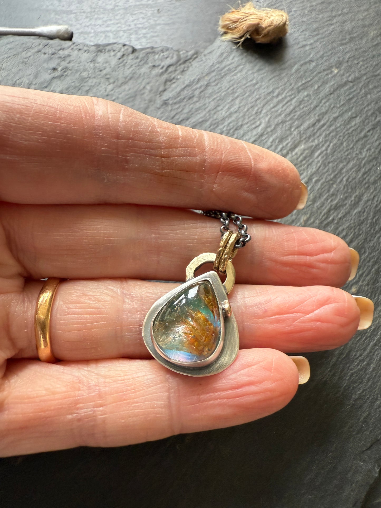 Pear Rutile Quartz Pendant