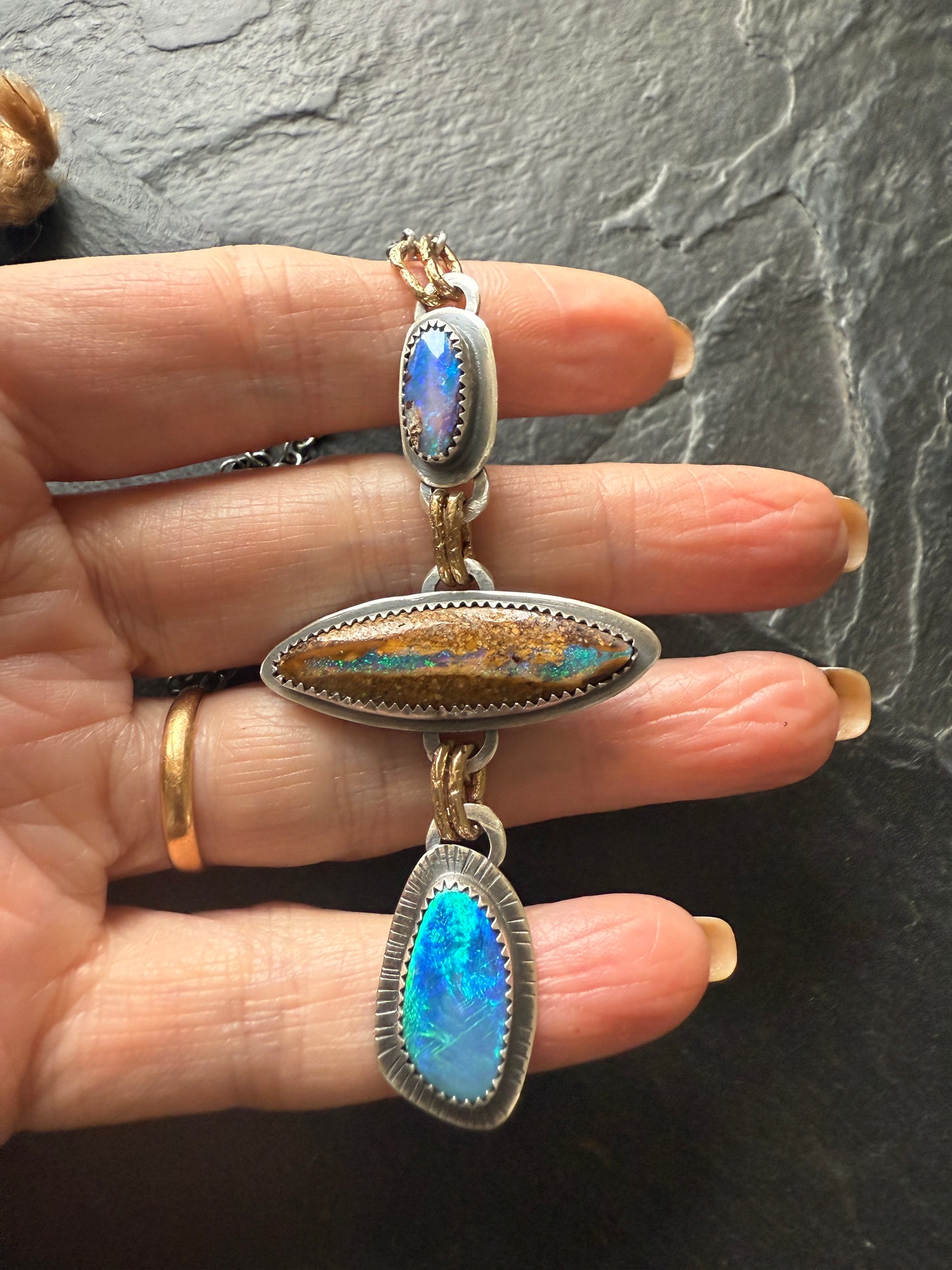 Blue Opal Multi Charm Necklace