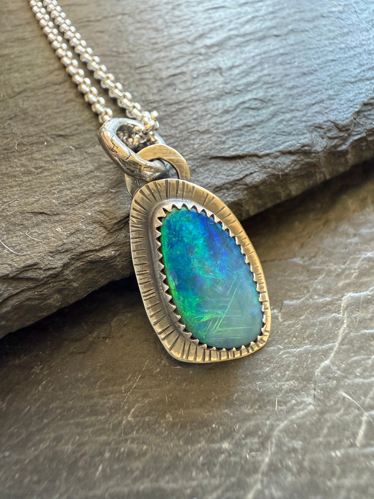Blue Australian Opal Pendant