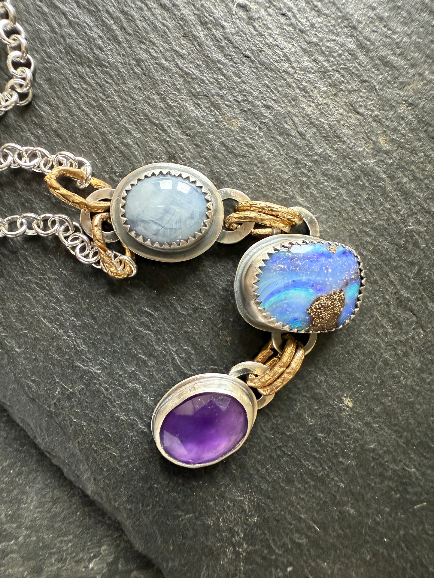 Triple Gemstone Necklace