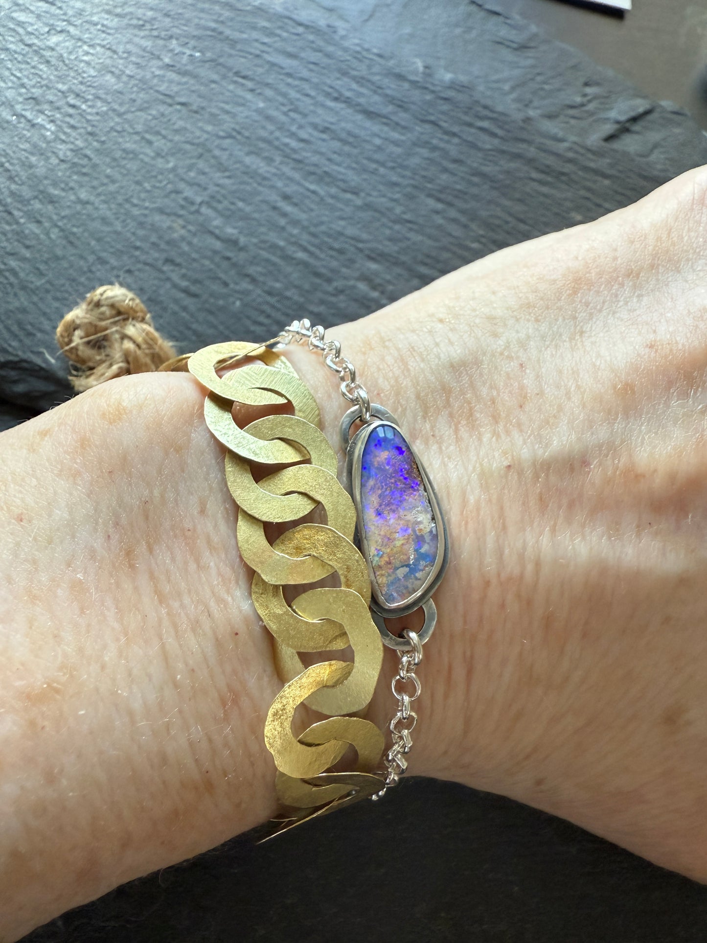 Purple Opal Chain Bracelet