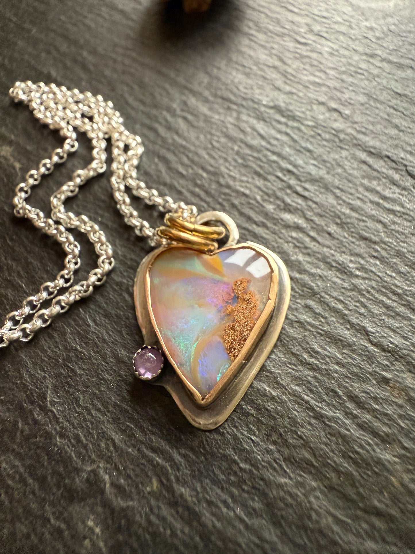 Heart Opal with Amethyst
