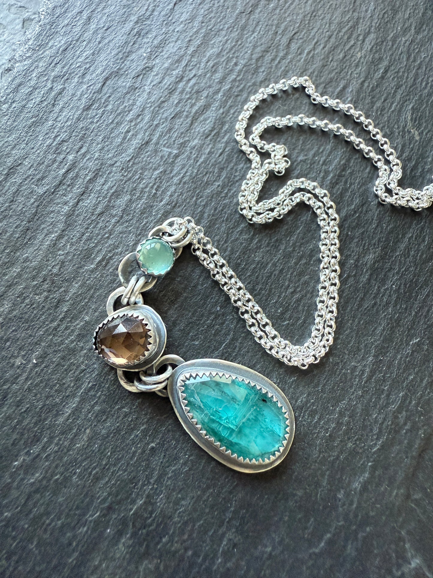 Topaz, Kyanite & Smoky Quartz Pendant