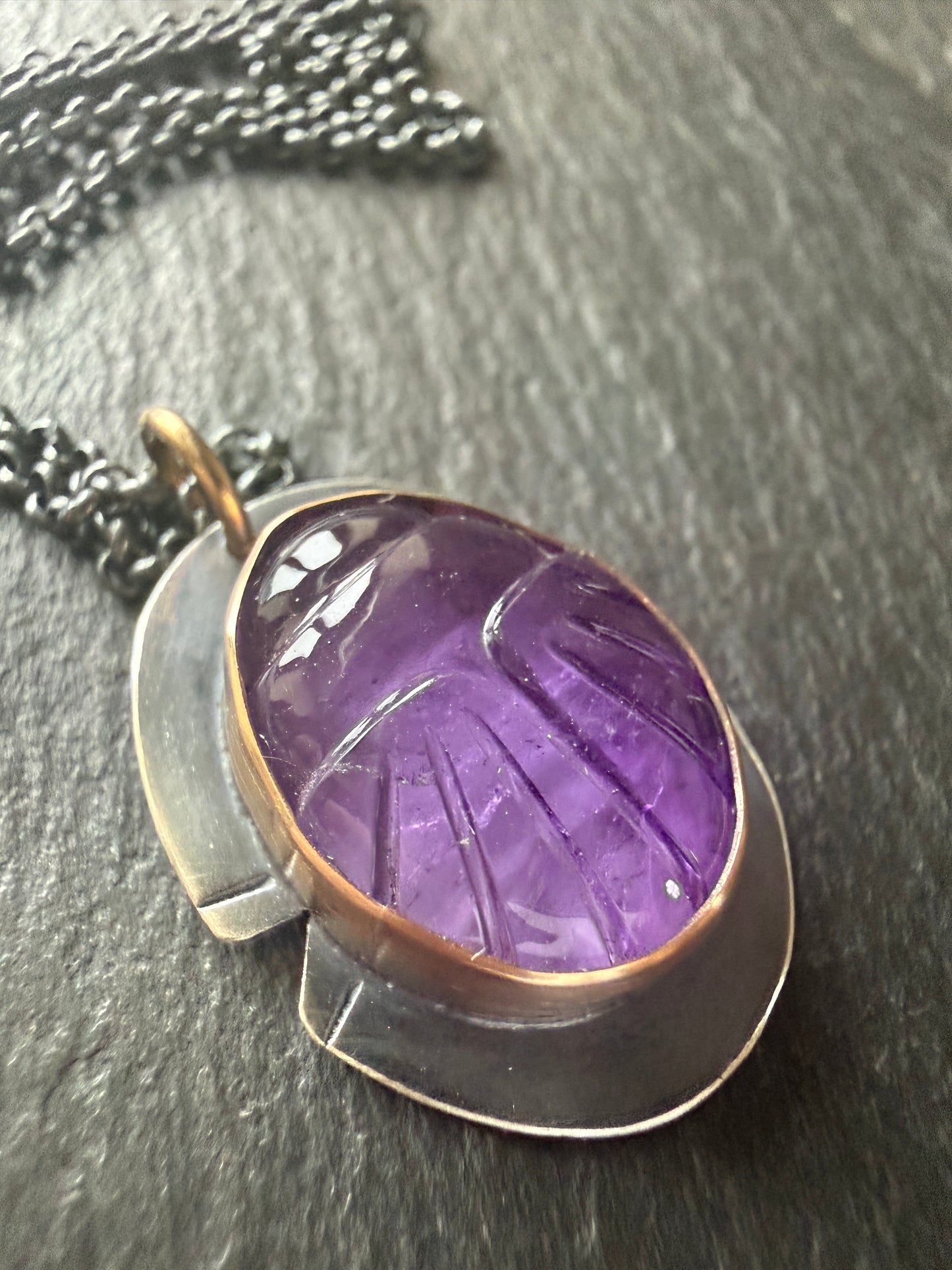 Amethyst Scarab Necklace