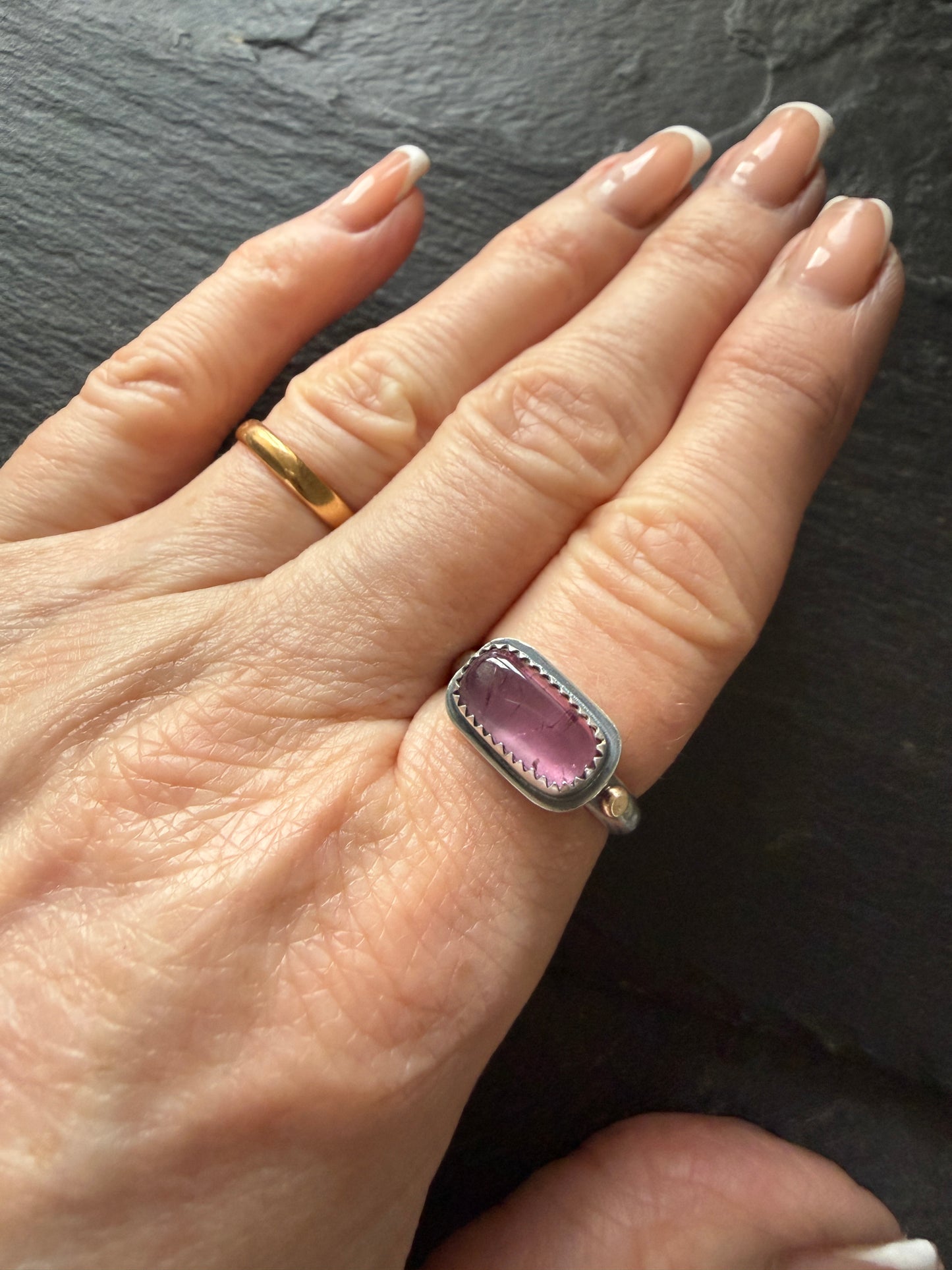 Pink Tourmaline Ring US 7 1/4 UK O