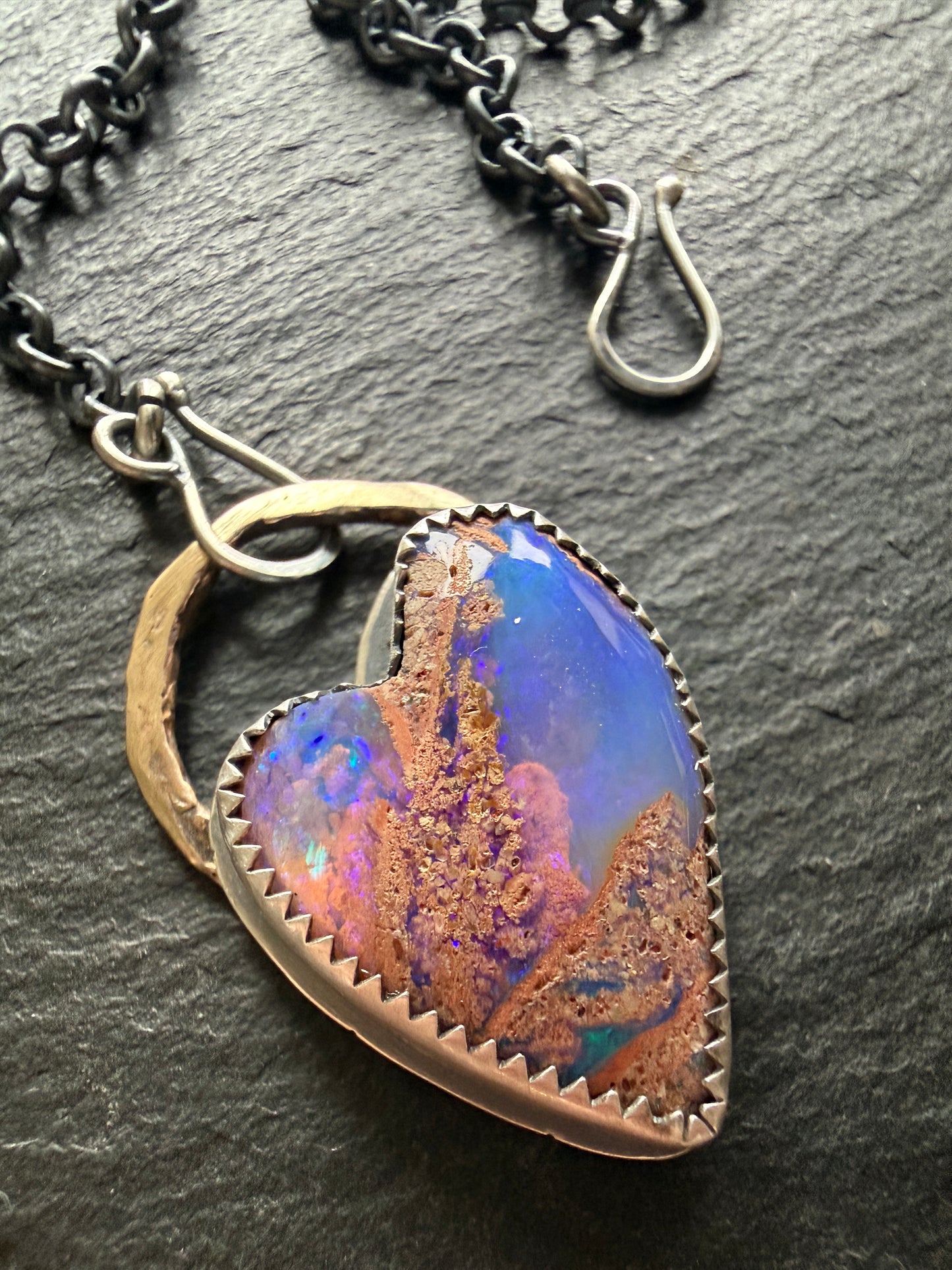 Heart Boulder Opal Pendant