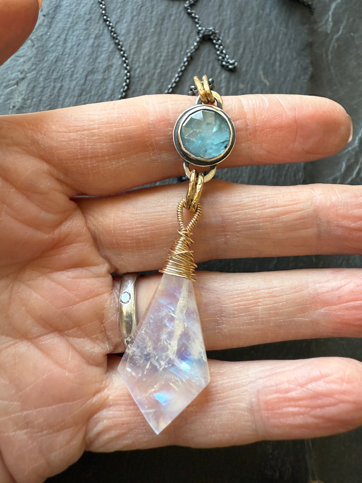 Moonstone and Kyanite Necklace