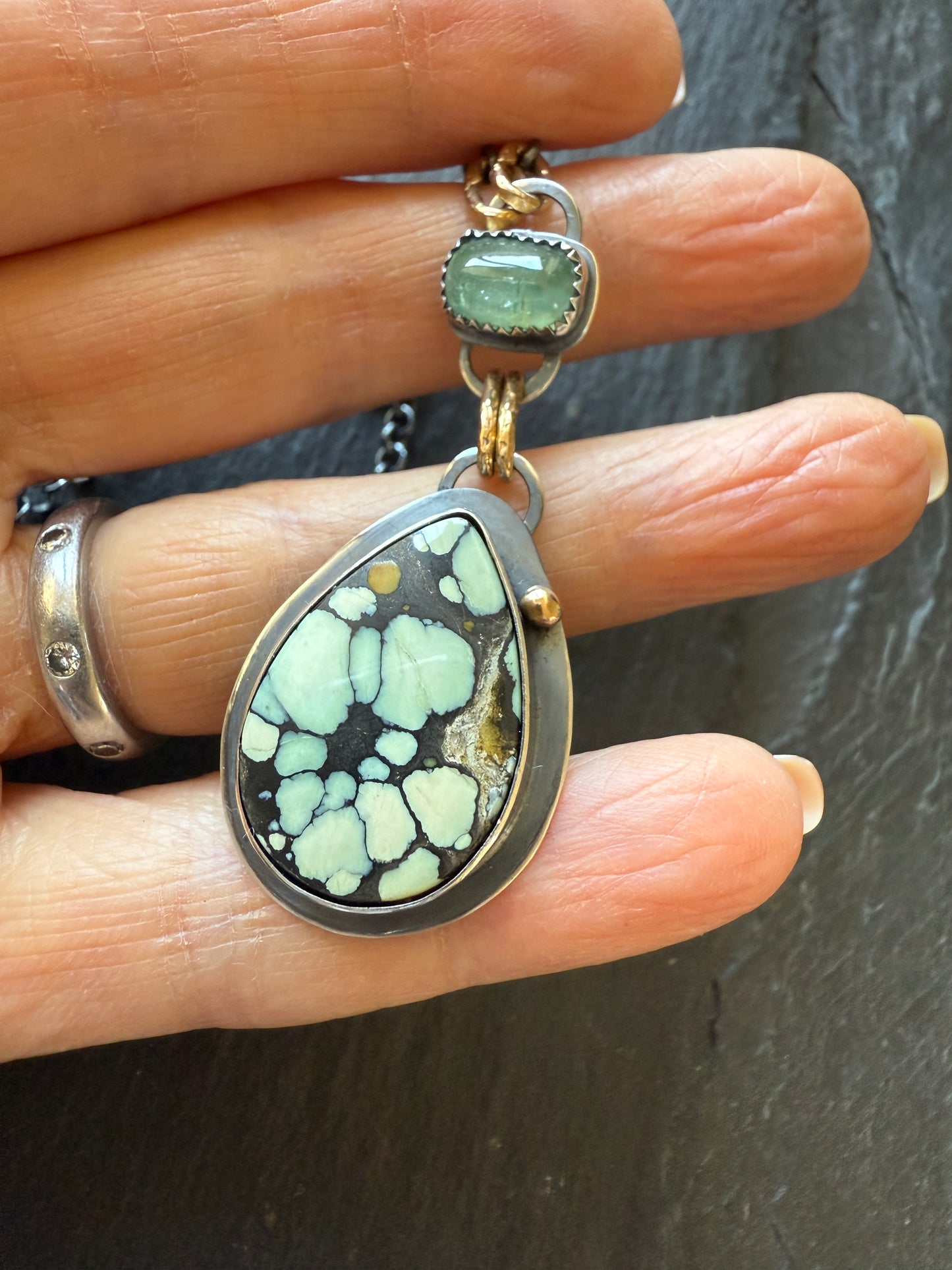 Turquoise and Tourmaline Pendant