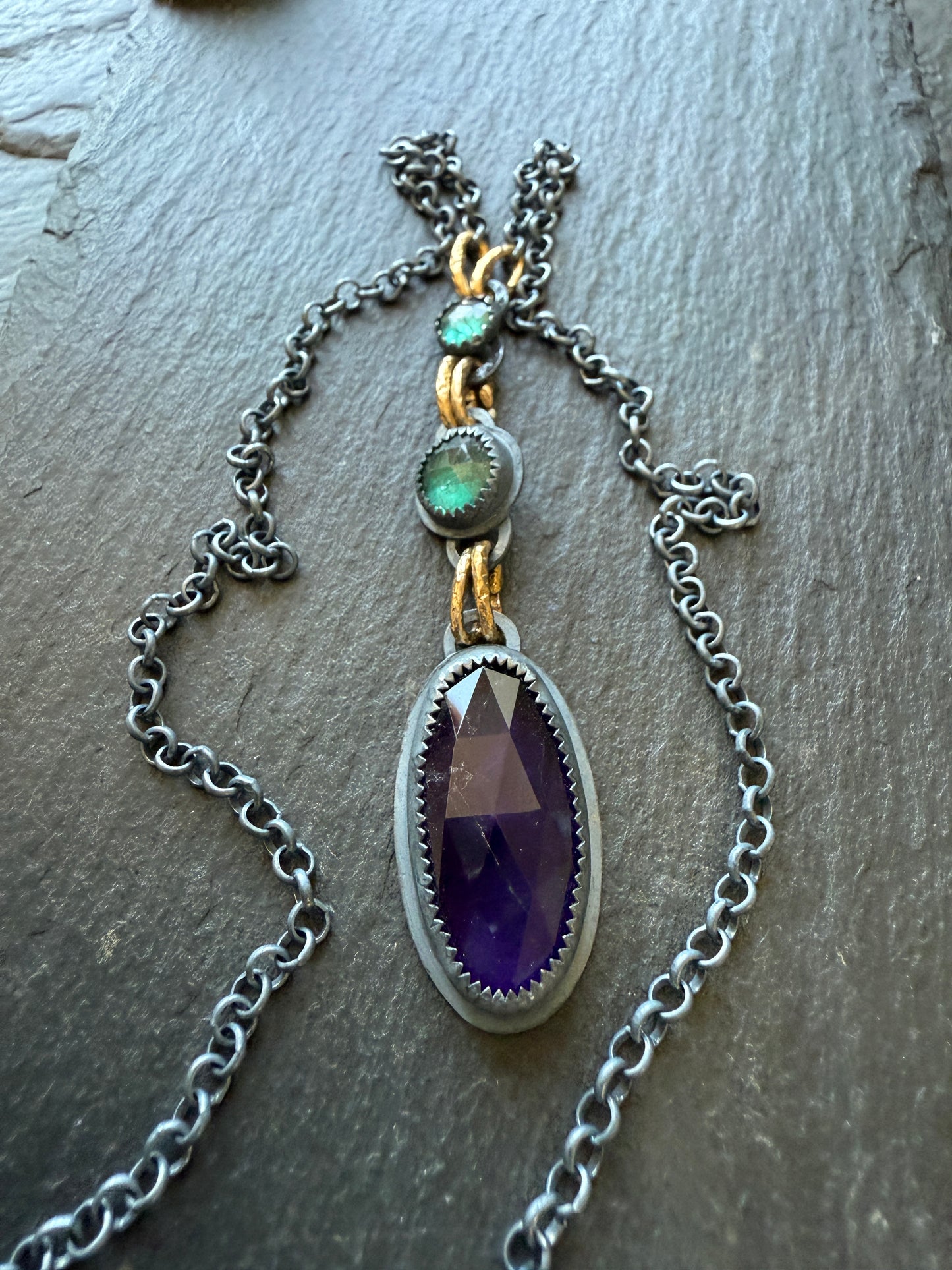 Amethyst and Kyanite Necklace