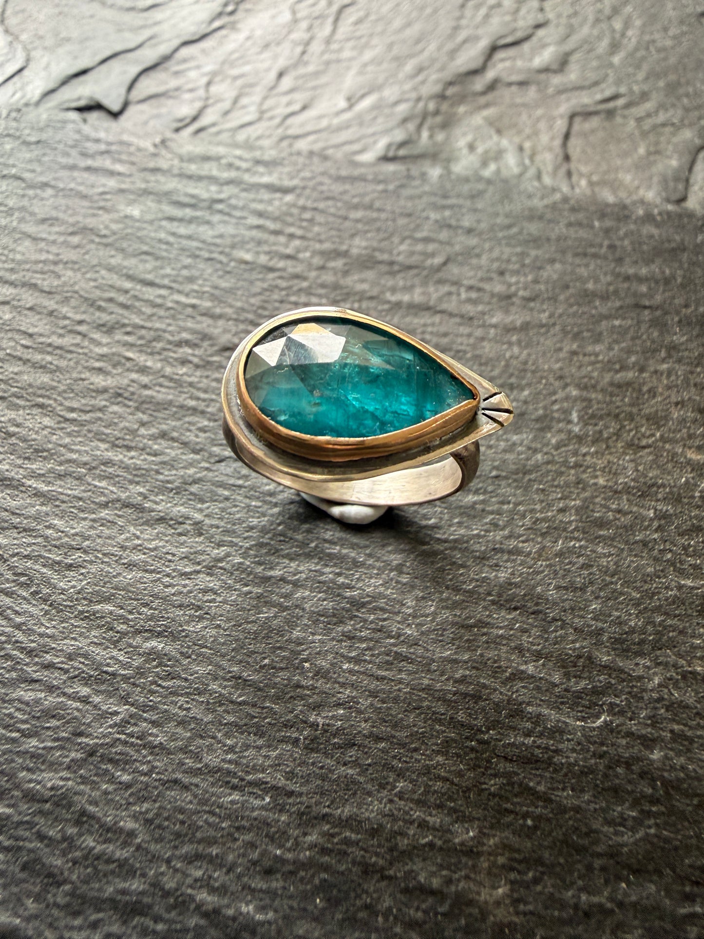 Teal Kyanite Ring US 8 1/4 UK Q