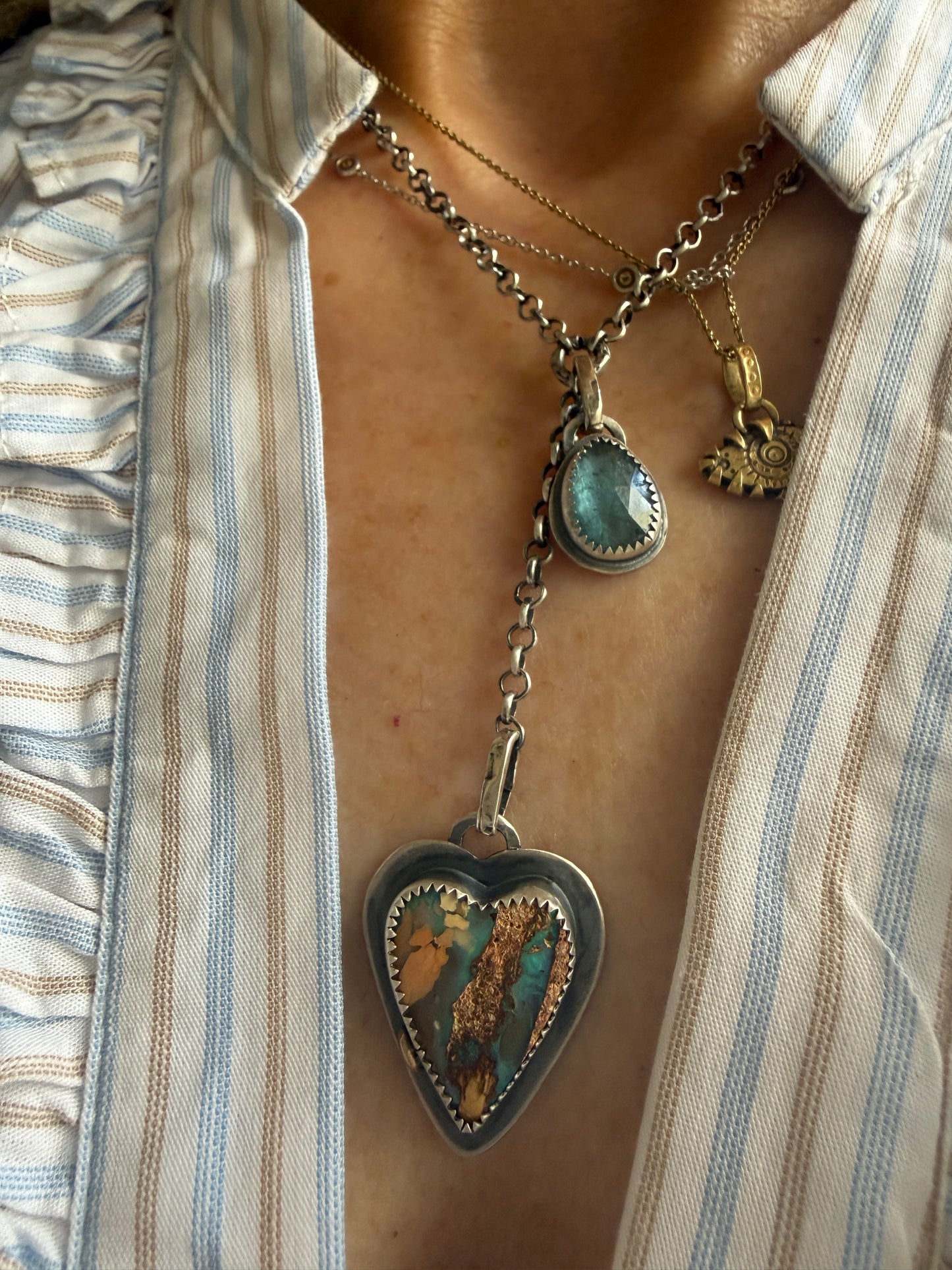 Opal and Kyanite Y Lariat Necklace