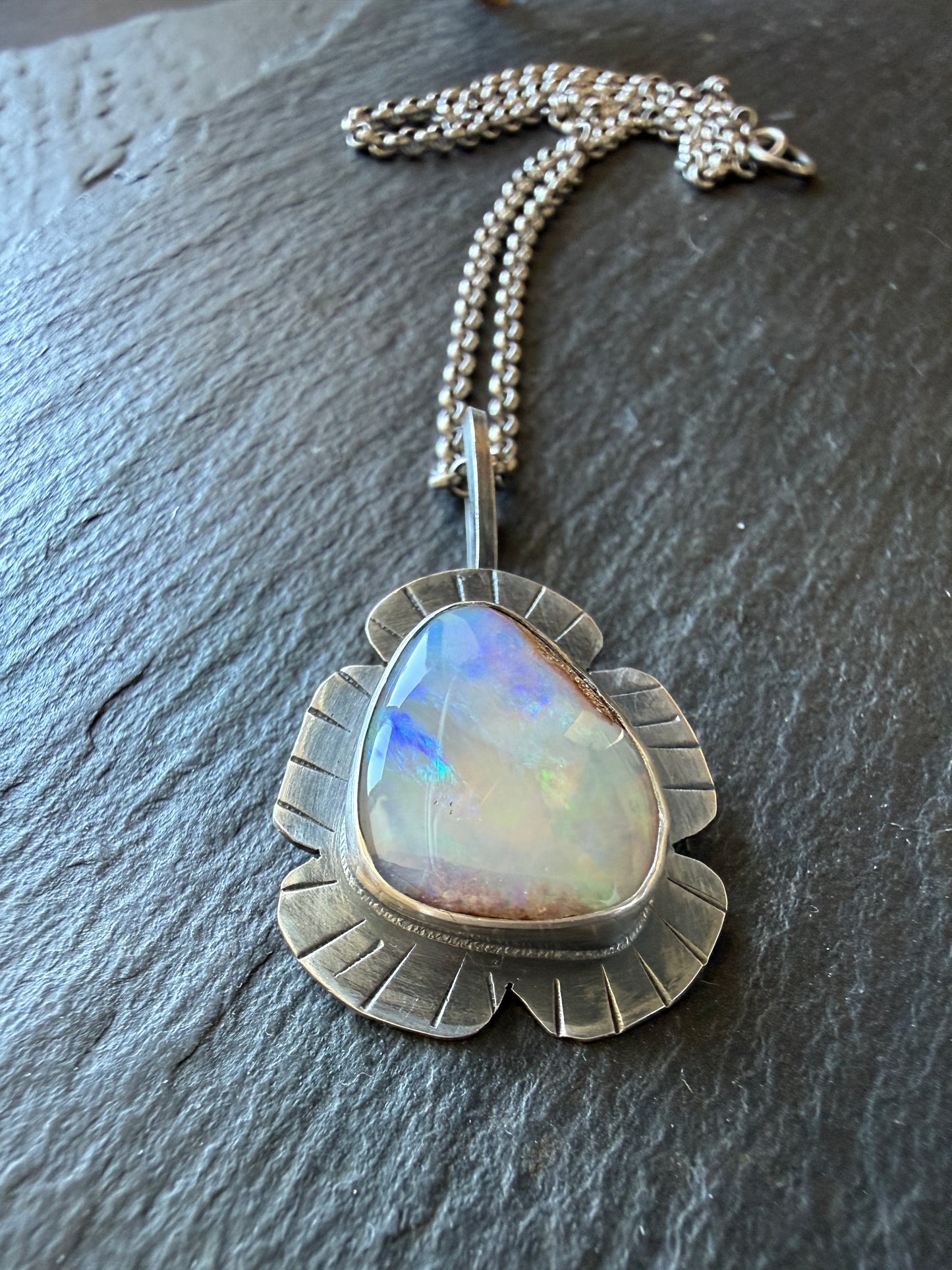 Colourful Opal Pendant Necklace
