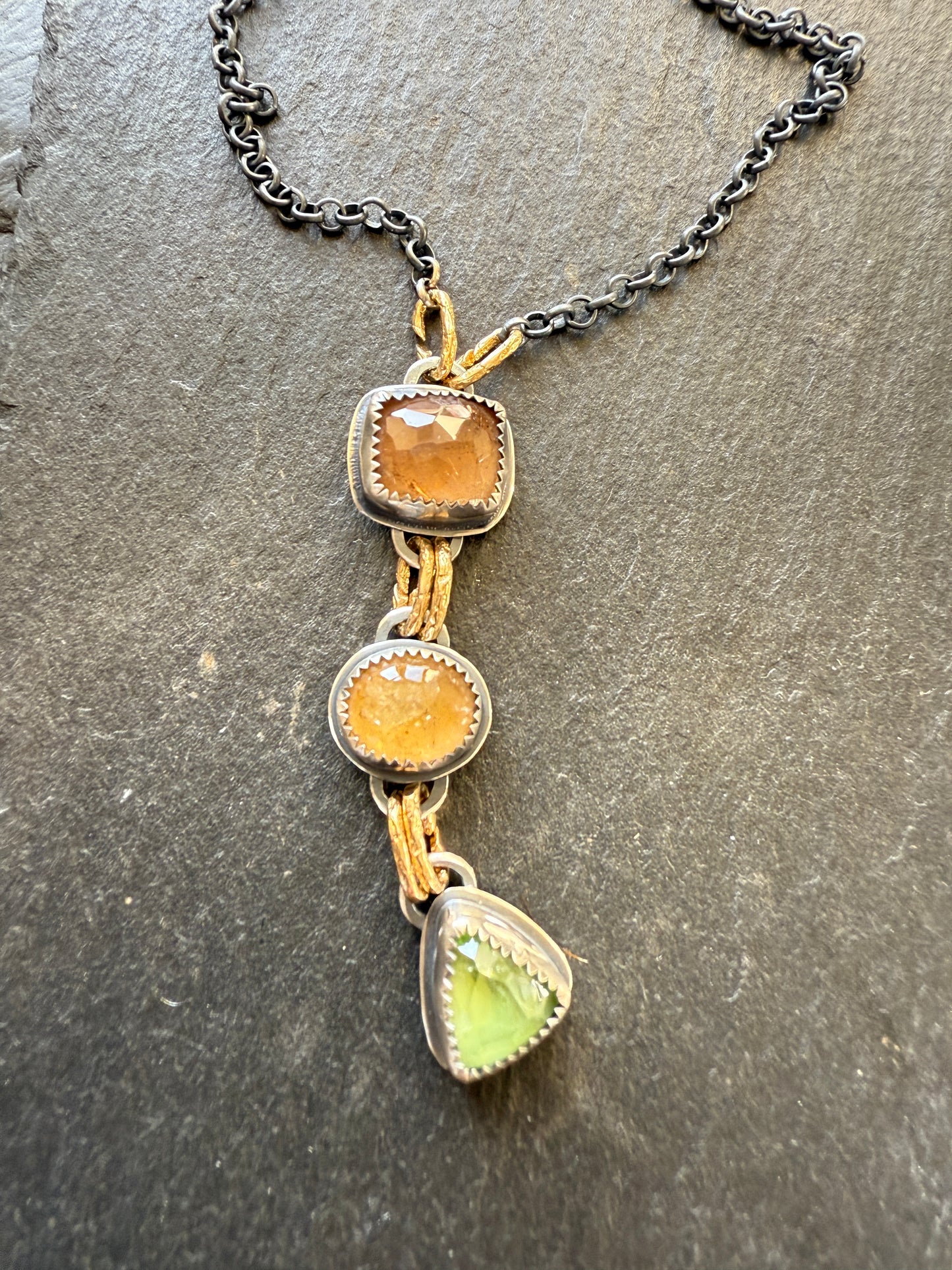 Triple Charm Gemstone Necklace