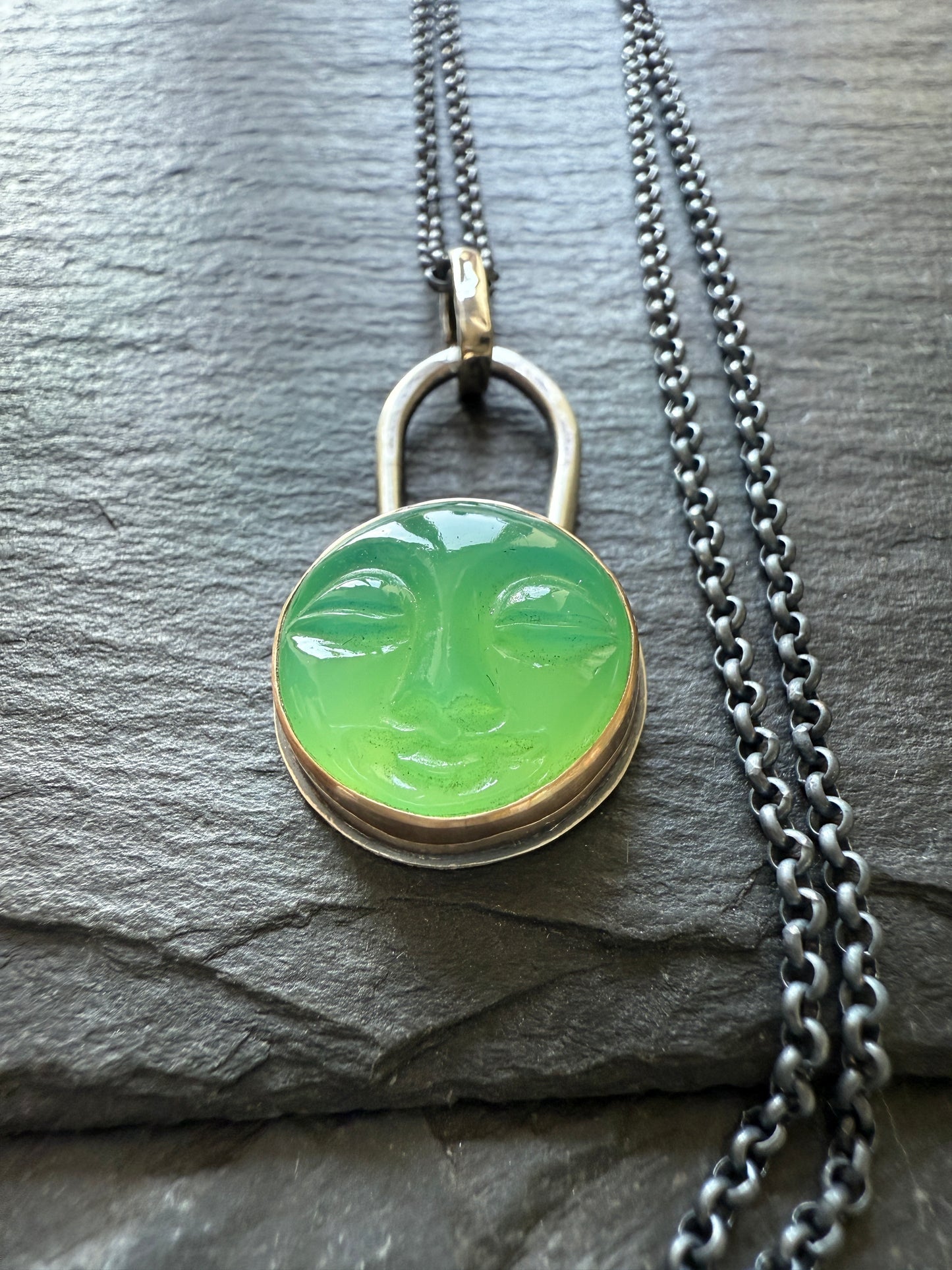 Chrysoprase Moon Necklace
