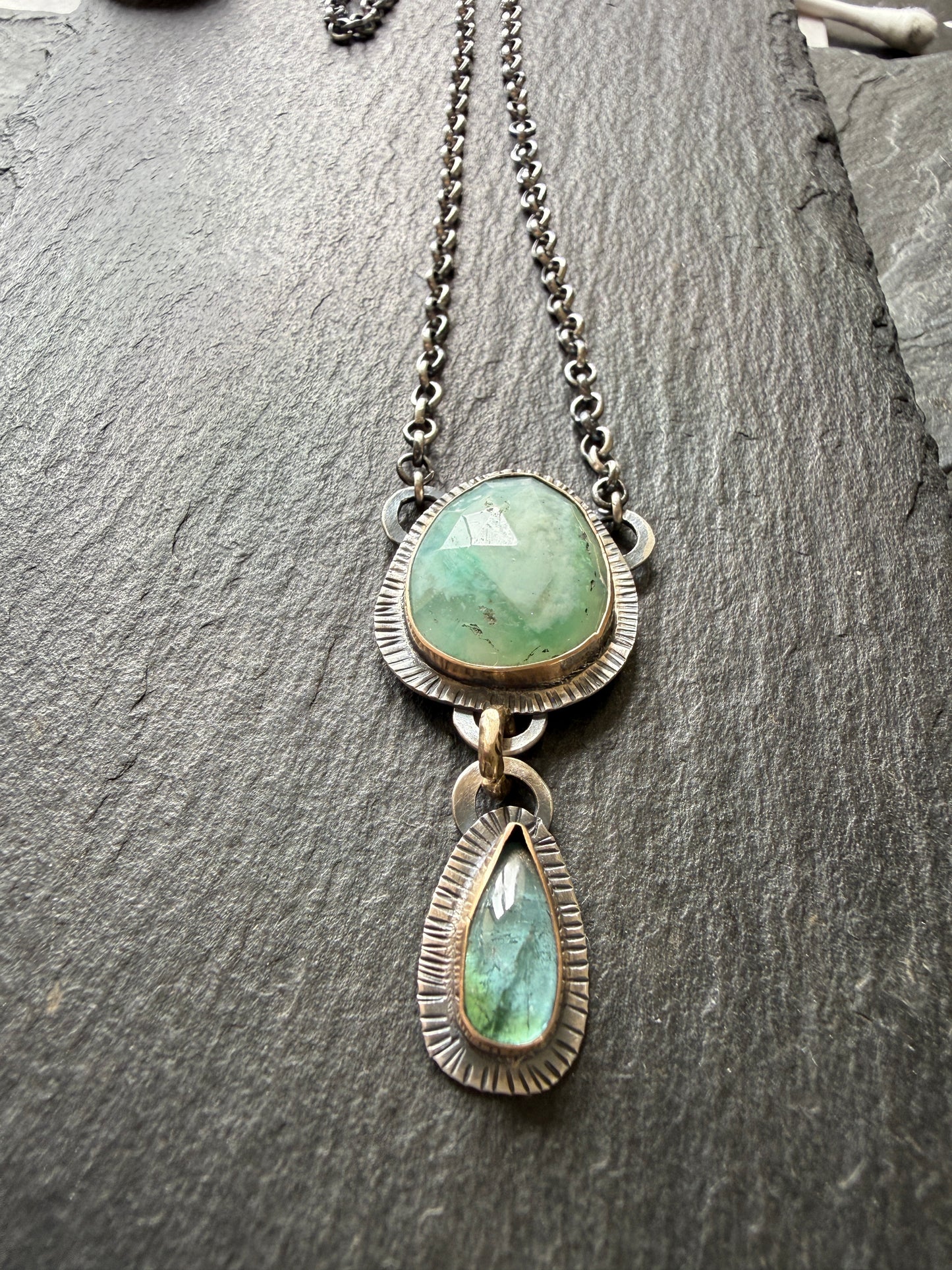 Peruvian Opal and Tourmaline Pendant