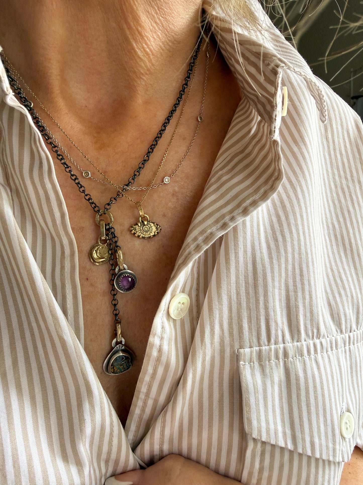 Mixed Metal Charm Necklace