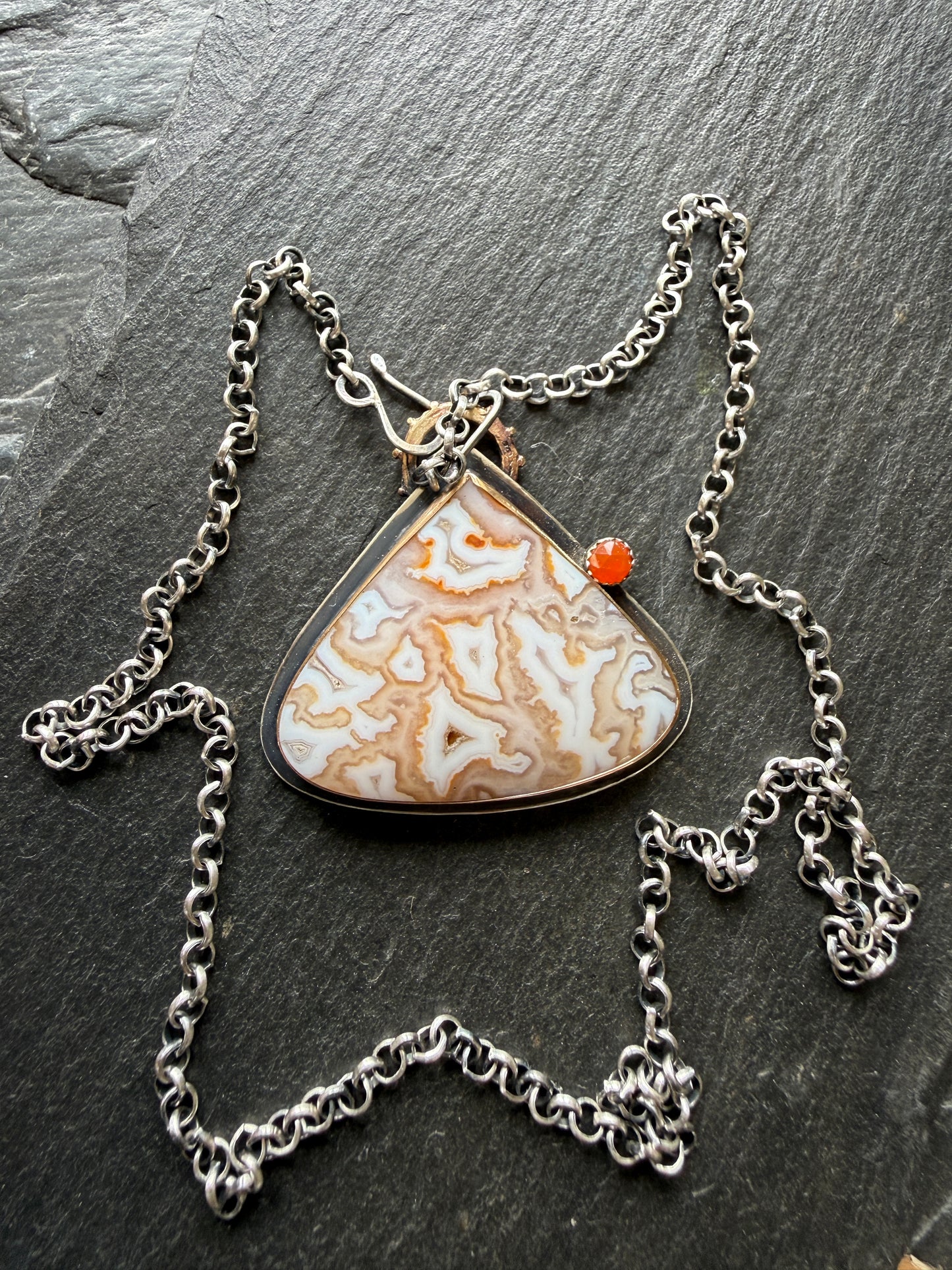 Plume Agate Pendant with Citrine