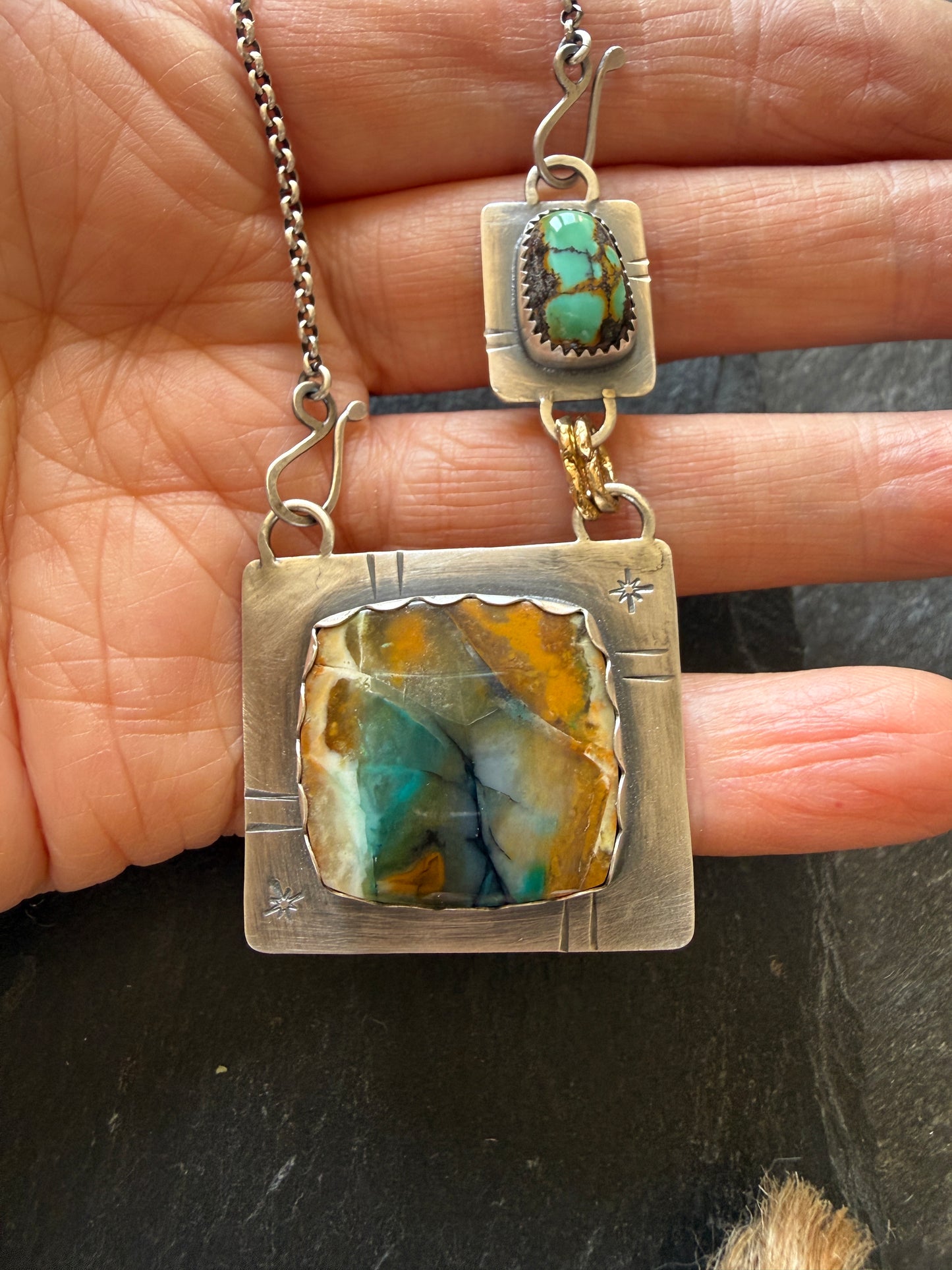Turquoise and Agate Pendant