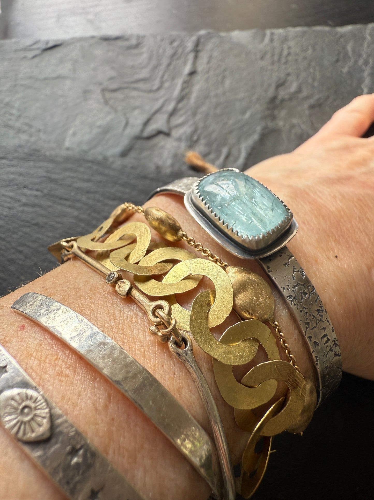 Aquamarine cuff bangle