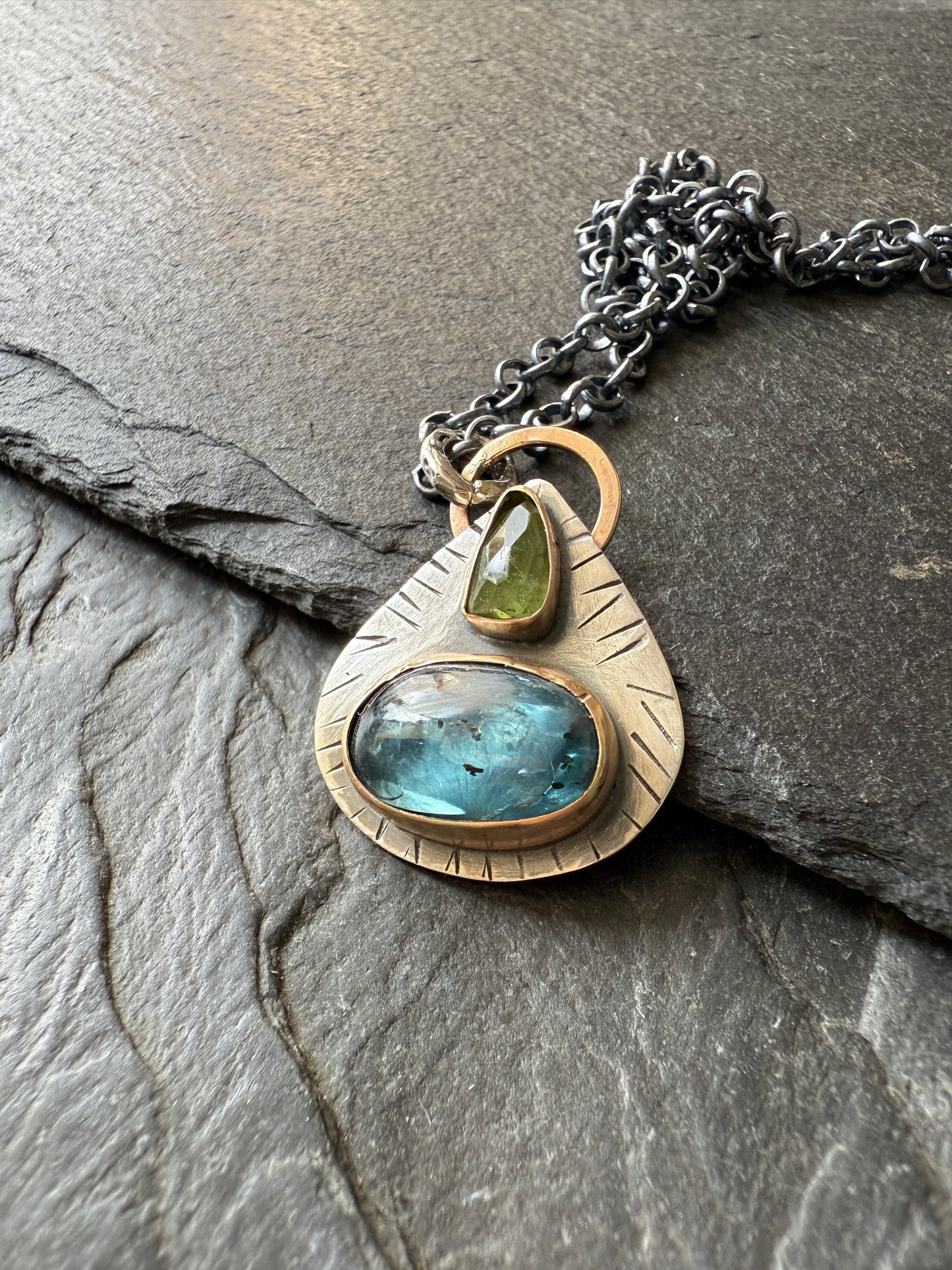 LISTING FOR MIA - payment 1 / 3 - Kyanite & Peridot Pendant