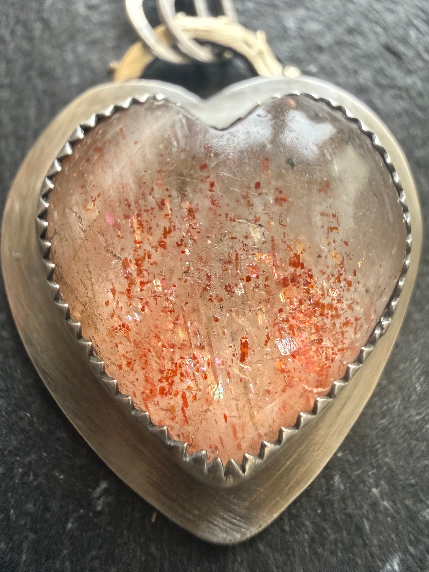 Heart Confetti Sunstone Pendant