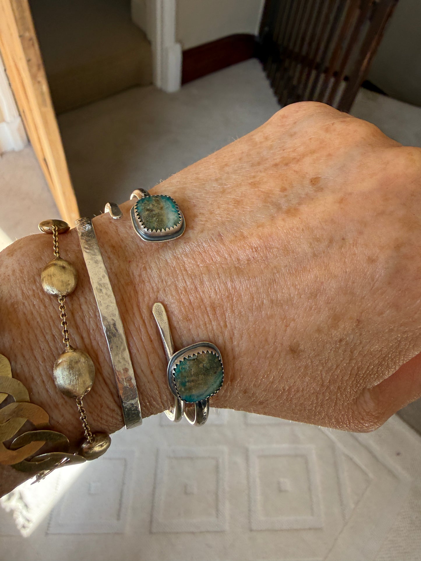 Opalised Petrified Wood Stone Open Bangle