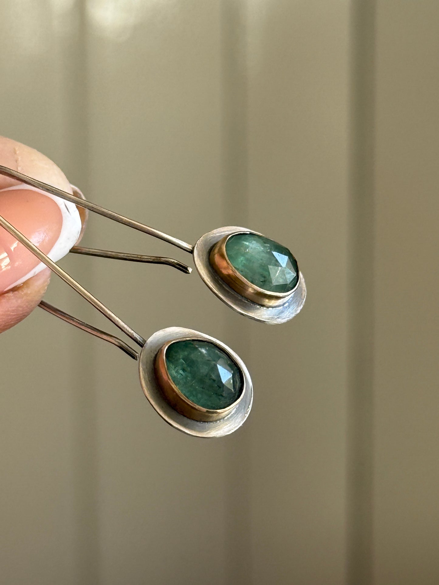 Emerald Kyanite Drop Earrings