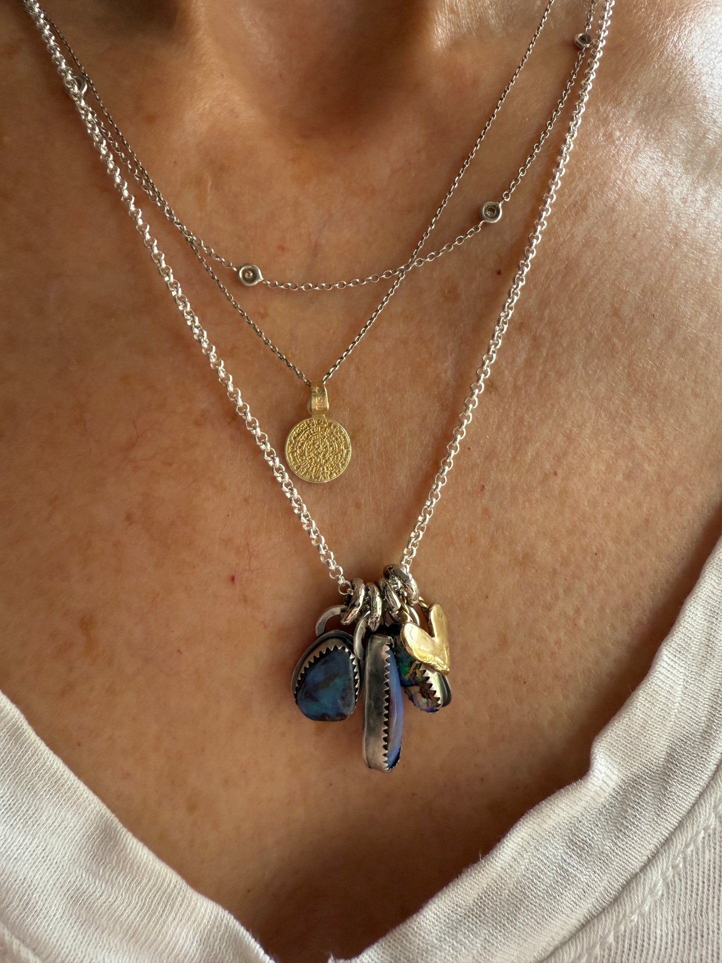 Dainty Multi Charm Opal Necklace