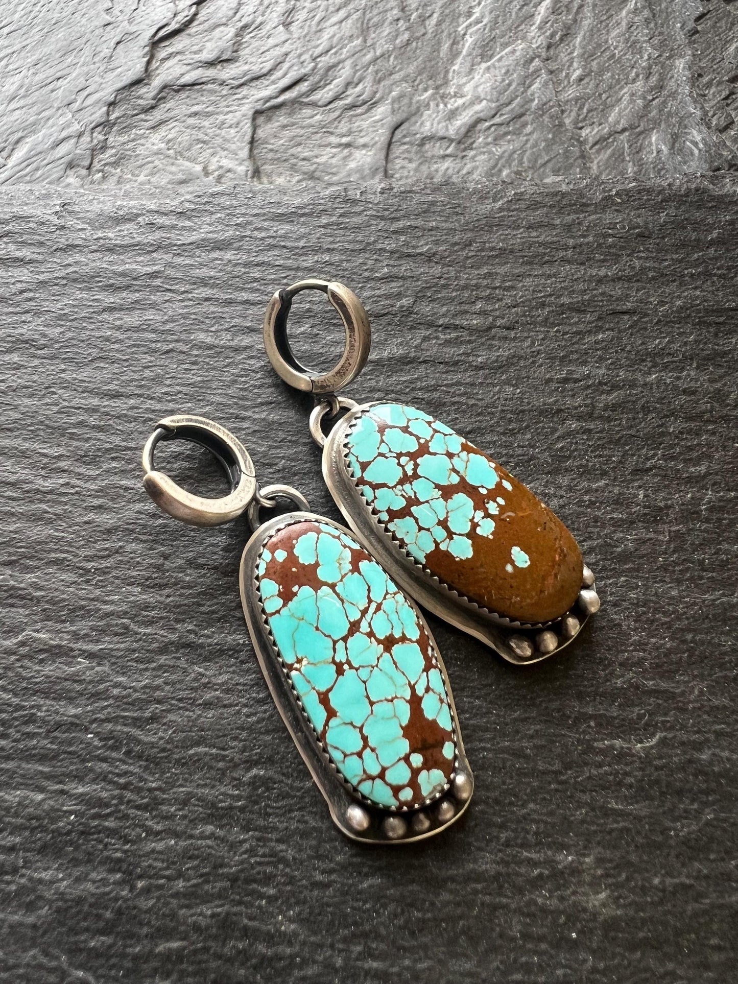 Mismatched turquoise earrings, Number 8 turquoise boho jewellery in sterling silver