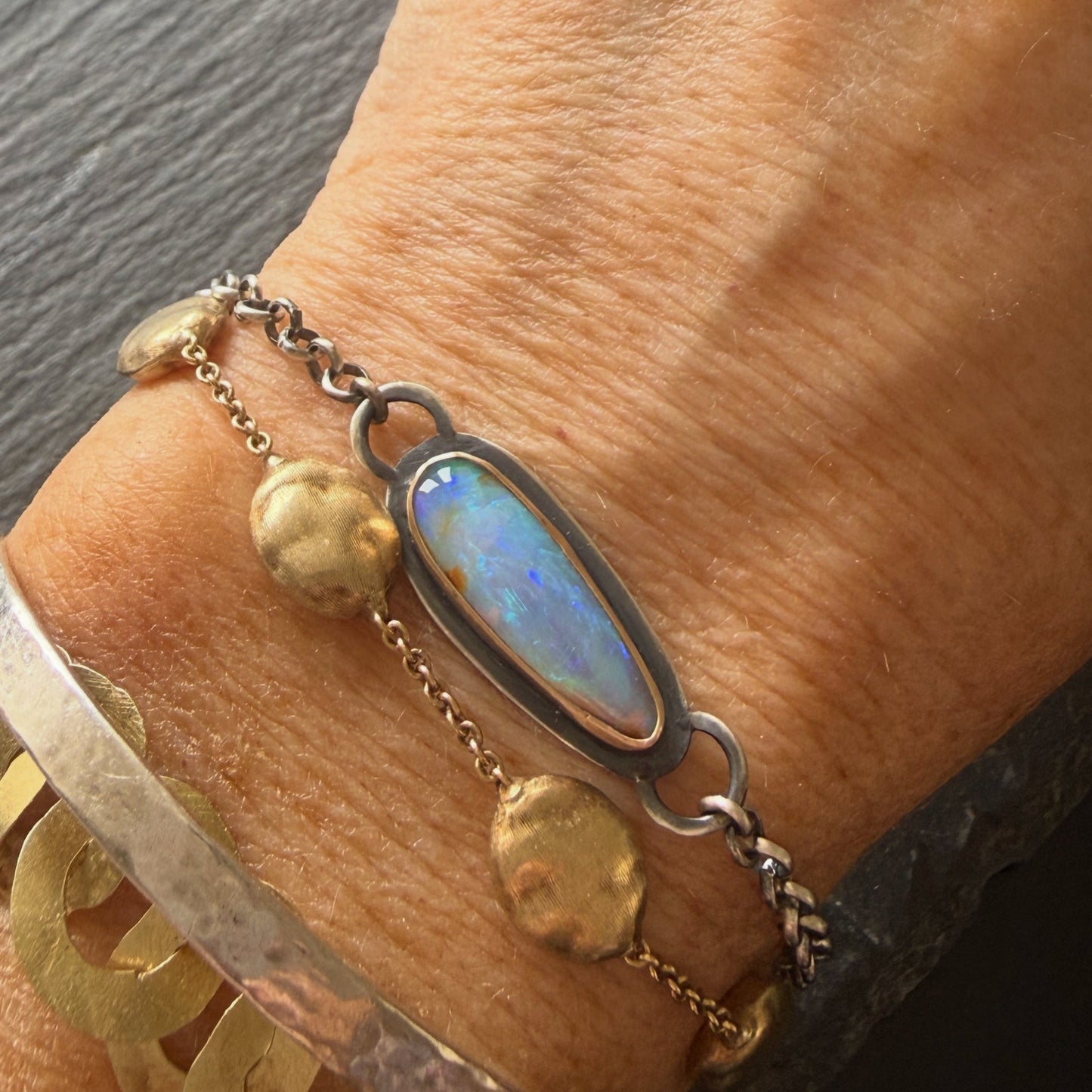 Blue Opal Chain Bracelet