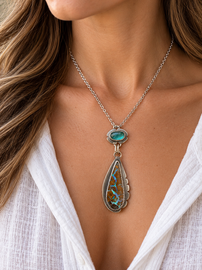 Boulder Opal and Kyanite Necklace