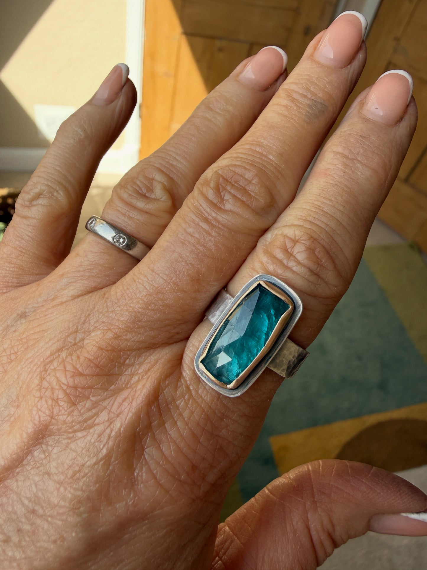 Teal Kyanite Ring US 7.5 UK O 1/2