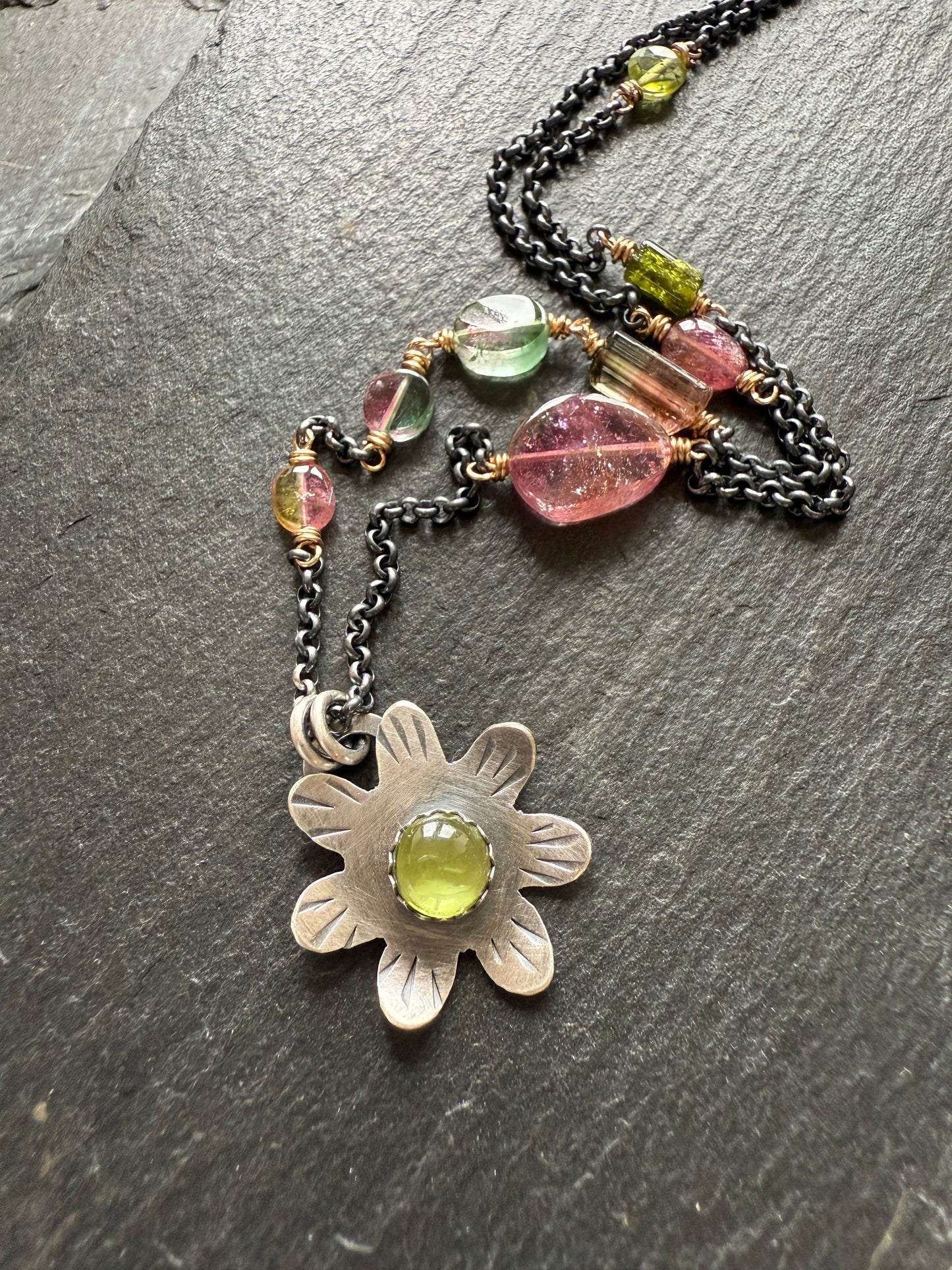 Peridot Flower Pendant