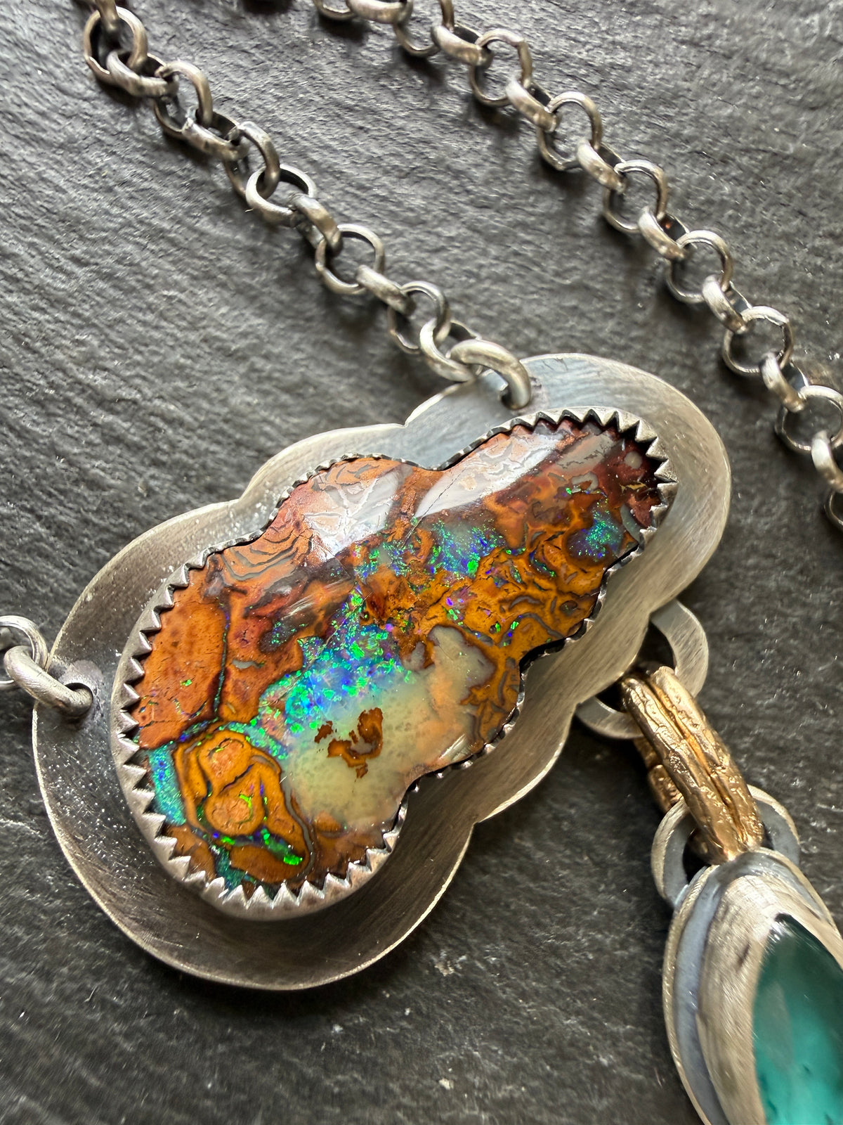 Opal Cloud Necklace with Kyanite