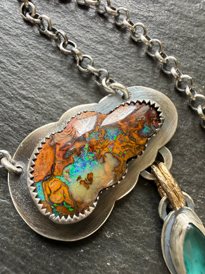 Opal Cloud Necklace with Kyanite