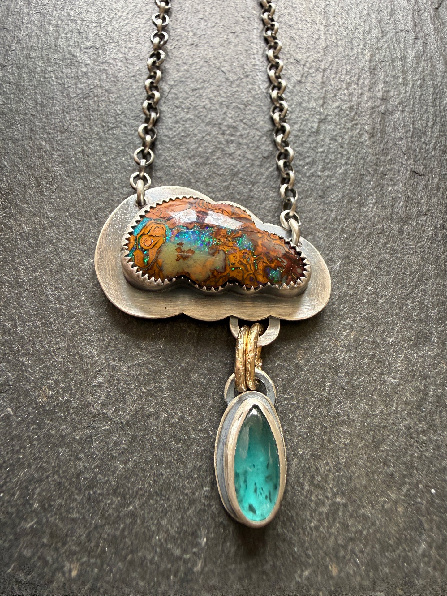 Opal Cloud Necklace with Kyanite