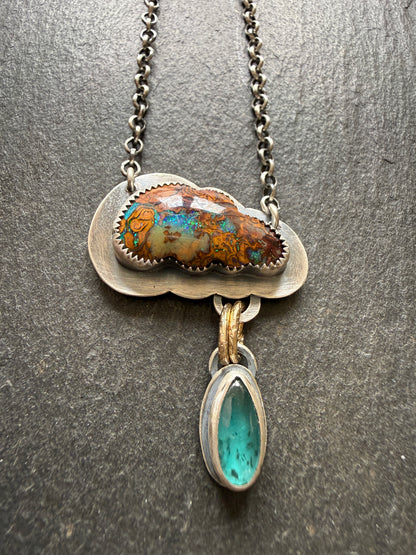Opal Cloud Necklace with Kyanite
