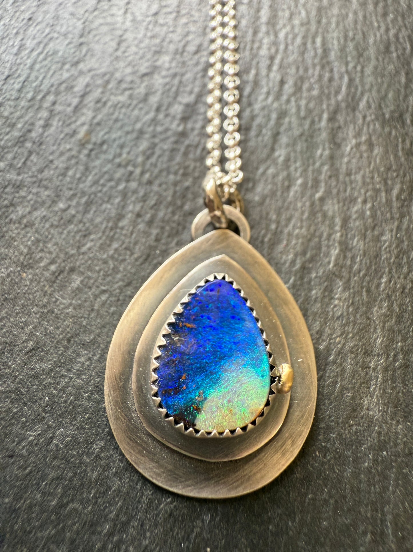FOR CHRISTINE - final payment - Deep Blue Opal Necklace