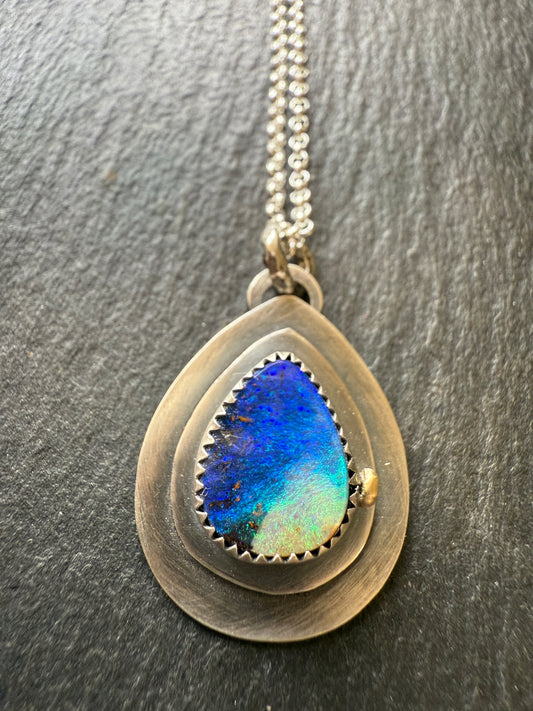FOR CHRISTINE - final payment - Deep Blue Opal Necklace