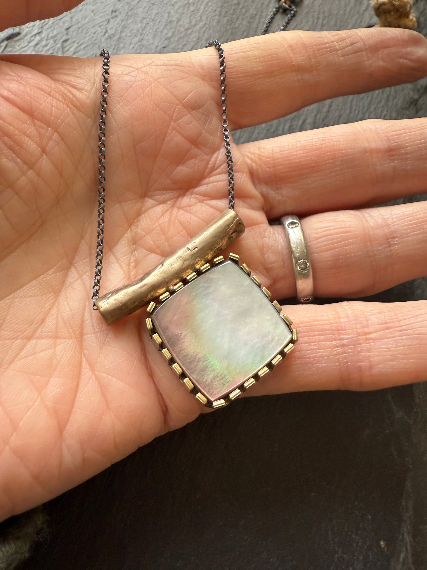 Abalone Shell Mixed Metal Necklace