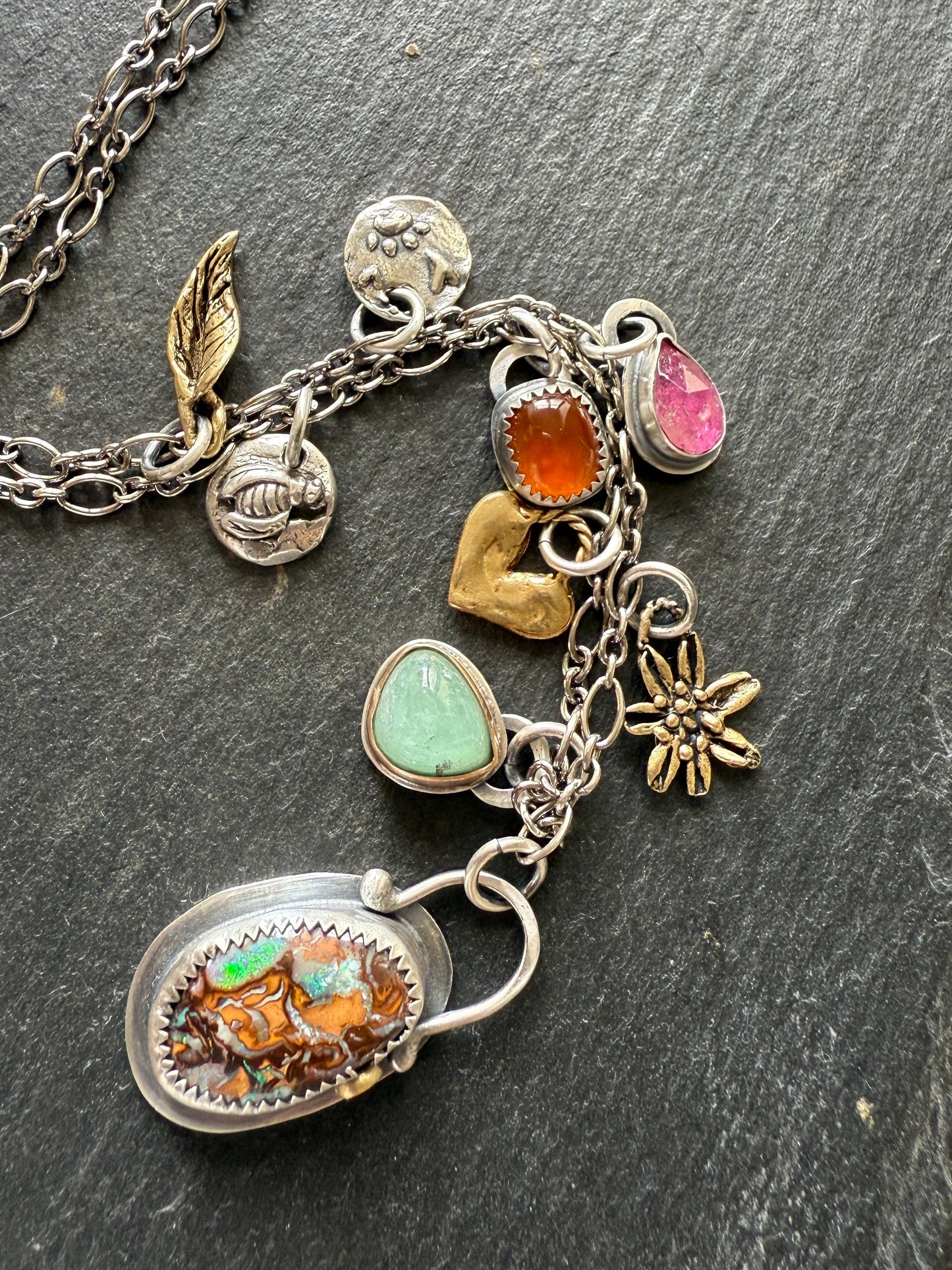 Gemstone Multi Charm Necklace