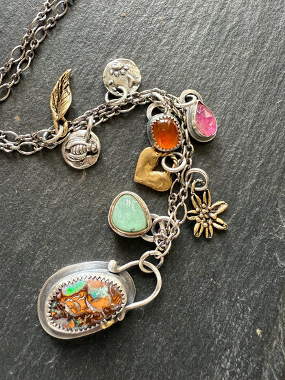 Gemstone Multi Charm Necklace